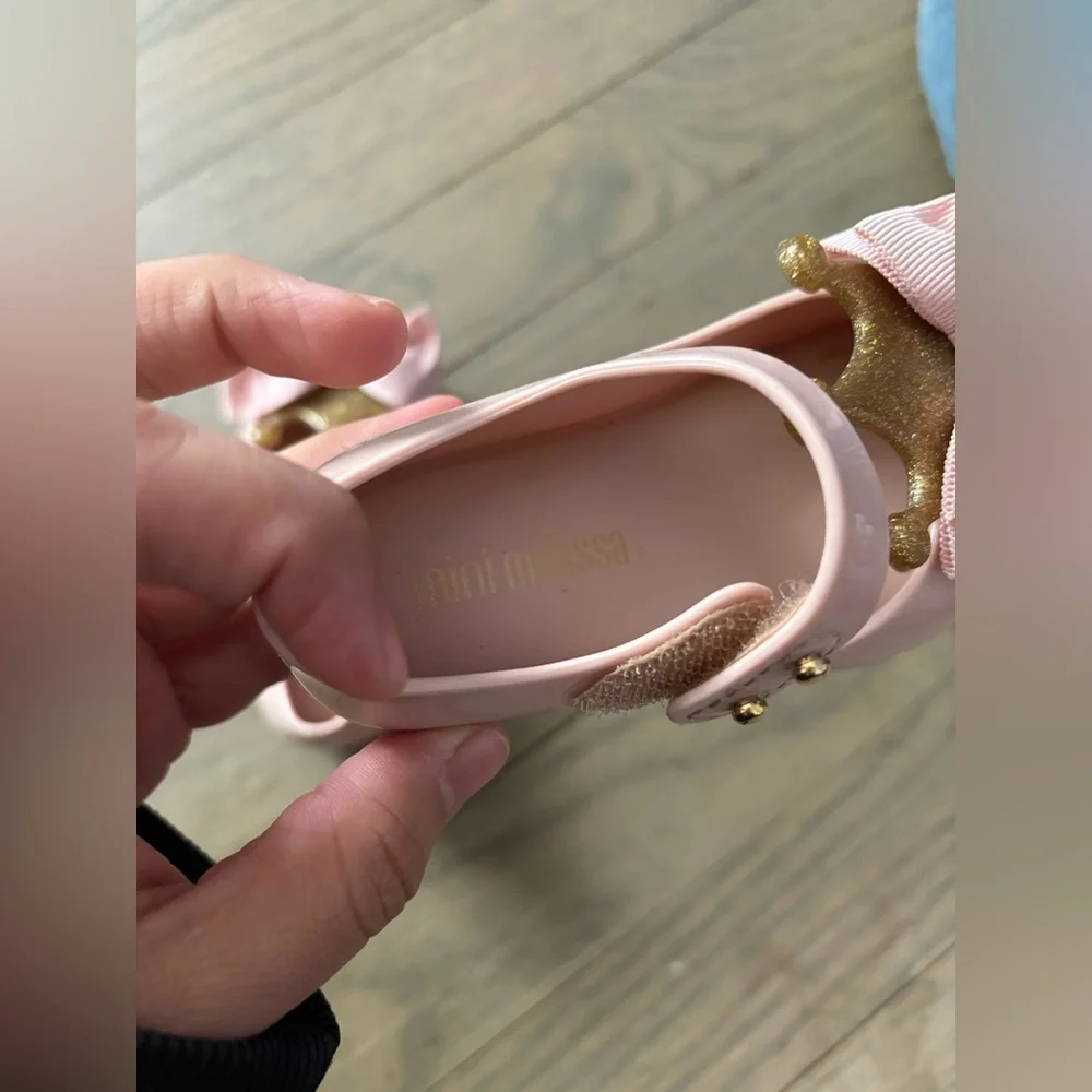Mini Melissa Ultragirl Princess Bow Mary Jane Pink Flats Velcro Straps